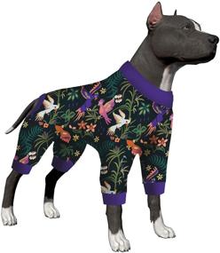 img 4 attached to Stylish and Comfortable Big Dog Pajamas: LovinPet's 🌼 Lightweight Pitbull Dog Pullover Pajamas with Navy Wild Flowers Print