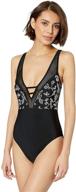 lucky brand womens plunge swimsuit logo