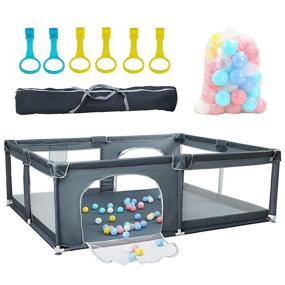 img 4 attached to 👶 ANPEAC Baby Playpen: A Safe and Spacious Indoor & Outdoor Playard with 2 Gates, 50 Balls for Kids' Playtime