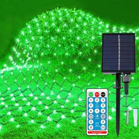 img 4 attached to Malgero Mesh Net Green Christmas Lights Solar Powered 8 Modes 9