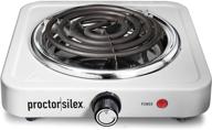 🔥 compact and portable electric single burner cooktop - proctor silex, white & stainless, 1200 watts (34106) logo