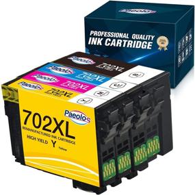 img 4 attached to Paeolos Remanufactured Ink Cartridge Replacement for Epson 702 XL 702XL T702 T702XL for Workforce Pro WF-3720 WF-3730 WF-3733 Printer, 4 Pack - High-Quality Ink Solution