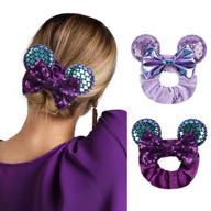 🎀 lanmerry mermaid-fq purple sequin mouse ear velvet scrunchies hair ties with sparkle bow - enhanced seo logo