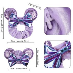 img 2 attached to 🎀 Lanmerry Mermaid-FQ Purple Sequin Mouse Ear Velvet Scrunchies Hair Ties with Sparkle Bow - Enhanced SEO