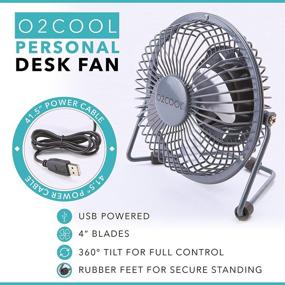 img 3 attached to 🌬️ O2COOL 4" USB Personal Desk Fan: Portable Mini Table Cooling Fan, Ideal for Computers - Adjustable 360° Tilt, Quiet & Convenient - Grey