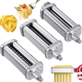 img 4 attached to Premium Stainless Steel Pasta Cutter and Roller Attachments for KitchenAid Stand Mixers - Complete Set for Homemade Pasta Making: Pasta Sheet Roller, Spaghetti and Fettuccine Cutter Maker Accessories (2 Pcs Cutters, 1 Pcs Roller)