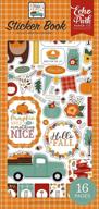 🍂 echo park paper company happy fall sticker book - autumn-themed stickers in orange, red, teal, brown, and yellow logo