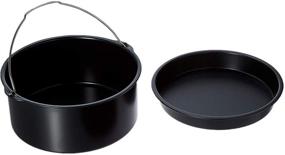 img 4 attached to 🍕 Air Fryer Accessories Set: 8 Inch Cake Barrel, Pizza Pan - Compatible with Ninja, Gourmia, Cosori, Phillips, Gowise (3.7QT-5.8QT) - Black Round (Set of 2)