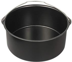 img 1 attached to 🍕 Air Fryer Accessories Set: 8 Inch Cake Barrel, Pizza Pan - Compatible with Ninja, Gourmia, Cosori, Phillips, Gowise (3.7QT-5.8QT) - Black Round (Set of 2)