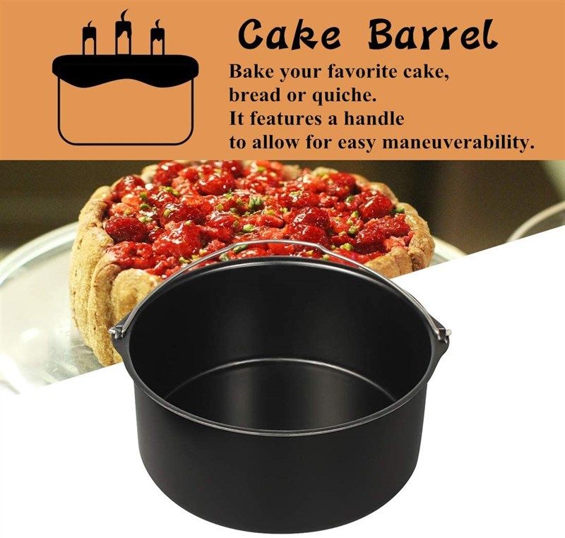 Steel Pizza Pan Baking Cake Barrel Air Fryer Accessories For Gourmia