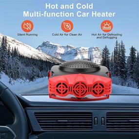 img 1 attached to 12V 150W Car Heater | 2-in-1 Heating Fan Defroster | Demister & Amplifier Cooling Fans | Automotive Replacement Heater for Car SUV Truck RV Trailer | Red