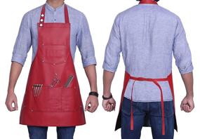 img 2 attached to 🔴 Facón Professional Leather Hair Cutting Hairdressing Barber Apron Cape - Multi-Use with 6 Pockets - Premium Quality Limited Edition - 28"x24" (Red)