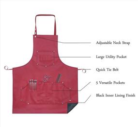 img 1 attached to 🔴 Facón Professional Leather Hair Cutting Hairdressing Barber Apron Cape - Multi-Use with 6 Pockets - Premium Quality Limited Edition - 28"x24" (Red)