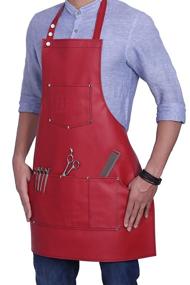 img 4 attached to 🔴 Facón Professional Leather Hair Cutting Hairdressing Barber Apron Cape - Multi-Use with 6 Pockets - Premium Quality Limited Edition - 28"x24" (Red)