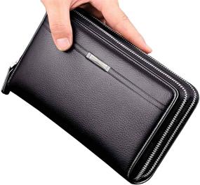 img 4 attached to Business Handbag Leather Capacity Wallet（Black）