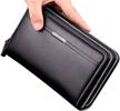 business handbag leather capacity wallet（black） logo