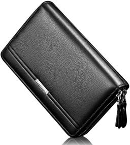 img 2 attached to Business Handbag Leather Capacity Wallet（Black）