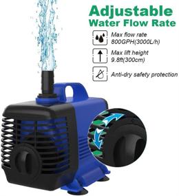 img 3 attached to 🔥 Knifel Submersible Pump 800GPH: Ultra Quiet, Dry Burning Protection, 10ft High Lift for Fountains, Hydroponics, Ponds, Aquariums & More