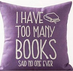img 2 attached to 📚 SOPARLLY Book Lover Reading Book Club Too Many Books Purple Background Cotton Linen Throw Pillow Case Cushion Cover 18x18 Inch Square