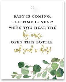 img 1 attached to Champagne Baby Shower Favor Tags - 🍾 Greenery Theme - Pack of 24 (Send a Cheer)