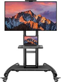 img 4 attached to Ultimate Mobility: Rolling TV Cart for 32-70 Inch Flat Screen TVs – Height Adjustable, 100 lbs Capacity, UL Certified – VESA 600x400mm – PSTVMC05