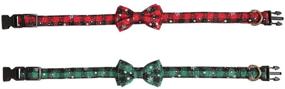 img 2 attached to 🐶 Stylish Christmas Dog Collar: Snowflake Classic Plaid Adjustable with Adorable Bow Tie