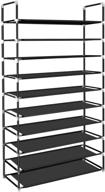 👞 erone 10 tier shoe rack organizer - sturdy metal shoe shelf tower cabinet for entryway, tall shoe storage for closets - non-woven fabric, black логотип