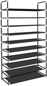 img 4 attached to 👞 ERONE 10 Tier Shoe Rack Organizer - Sturdy Metal Shoe Shelf Tower Cabinet for Entryway, Tall Shoe Storage for Closets - Non-Woven Fabric, Black