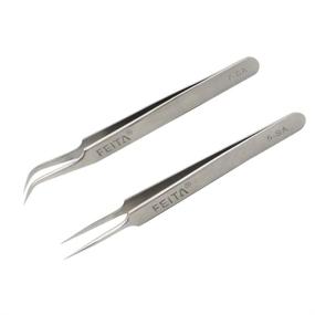 img 1 attached to 🔧 FEITA Precision Tweezers Set - Stainless Steel Professional Tweezers with Travel Case for Plucking, Watchmakers, Jewelry, Electronics, Craft - Silver 7Pcs