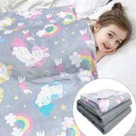 🦄 cotton duvet weighted blanket for kids and teens – gray cartoon rainbow unicorn print, 7lbs, 41 x 60 inches – ultra soft & cozy, ideal for sleeping logo