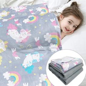 img 4 attached to 🦄 Cotton Duvet Weighted Blanket for Kids and Teens – Gray Cartoon Rainbow Unicorn Print, 7lbs, 41 x 60 inches – Ultra Soft & Cozy, Ideal for Sleeping