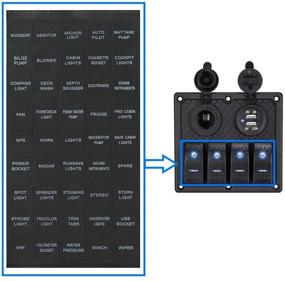 img 2 attached to 🚢 BUNKER INDUST Набор наклеек для переключателей на автомобильном морском настольном блоке - 2 листа с ярлыками для GPS, гудка, освещения и других функций (по 45 шт каждого, черного цвета)