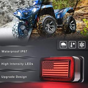 img 1 attached to Фонарь заднего хода MOVOTOR ATV с флагом США, оригинальный фонарь с дневным ходовым огнем, стоп-сигналом и курильным стеклом для Yamaha ATV UTV Grizzly, Viking, Rhino, Big Bear, Kodiak, Bruin, Wolverin, Bear Tracker.
