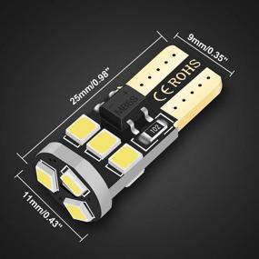 img 2 attached to Аудак 194 светодиодный лампочка T10 W5W 2825 158 192 168 Canbus 9SMD 2835 Chipset 6000K белый экстремально яркий без полярности для автомобилей интерьера купола карты дверей любезности табличных фонарей (набор из 10 штук)