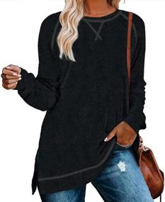 img 4 attached to 👚 Aokosor Women's Lightweight Long Sleeve Sweaters Soft Warm Sweatshirt Split Side Tunic Tops for Leggings