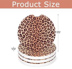img 2 attached to 🐆 Hiseanllo 4 Pack Car Coasters: Leopard Ceramic Cup Holder Coasters - Say Goodbye to Cold Drink Sweat, Stain, and Spill!