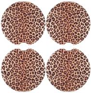 🐆 hiseanllo 4 pack car coasters: leopard ceramic cup holder coasters - say goodbye to cold drink sweat, stain, and spill! logo
