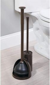 img 3 attached to 🚽 mDesign Compact Freestanding Toilet Bowl Brush and Plunger Combo Set with Holder - Bathroom Storage and Organization Kit - Dark Brown