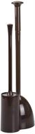 🚽 mdesign compact freestanding toilet bowl brush and plunger combo set with holder - bathroom storage and organization kit - dark brown logo