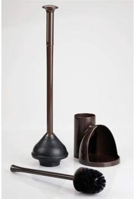 img 2 attached to 🚽 mDesign Compact Freestanding Toilet Bowl Brush and Plunger Combo Set with Holder - Bathroom Storage and Organization Kit - Dark Brown