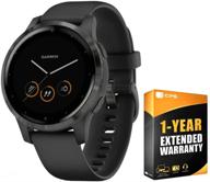 🕒 garmin vivoactive 4s gps smartwatch: music, fitness tracking, health monitoring (black/slate) 010-02172-11 4 s bundle + support extension logo