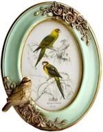 🖼️ sikoo vintage 4x6 picture frame bird oval antique for tabletop and wall hanging, with high definition glass, home decor, photo gallery, art (green2) логотип