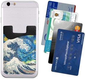 img 3 attached to 📱 Convenient Phone Card Holder: Stick-on Kanagawa Wave Wallet Sleeve for iPhone, Android, and More!