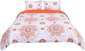 img 4 attached to Uxcell 3 Piece Bohemian Orange Comforter
