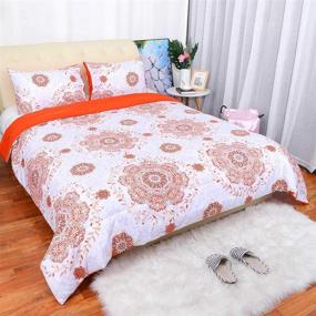 img 3 attached to Uxcell 3 Piece Bohemian Orange Comforter
