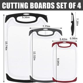 img 3 attached to 🔪 Premium Plastic Cutting Boards for Kitchen | Set of 4 Non-Slip Chopping Boards with Deep Drip Juice Groove | Easy Grip Handle | Dishwasher Safe | BPA Free