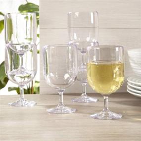 img 3 attached to Space-Saving Clear Plastic Wine 🍷 Stems: Stackable Set of 8, 8-Ounce Glasses