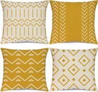 🛋️ hlonon decorative throw pillow covers set of 4 – modern geometric linen fabric pillow cases for couch, bed, and living room décor (bright yellow, 20x20 inch) logo