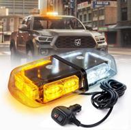 🚨 xprite 36 led emergency strobe lights mini bar 16 flashing modes warning beacon light with magnetic base for law enforcement, hazard vehicles, trucks, snow plow, construction cars - white amber/yellow logo