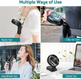 img 3 attached to 🔋 Dr. Prepare Waist Clip-on Portable Mini Personal Fan - Hands-free Belt Fan for Travel, Camping, Outdoors - 180° Foldable Desk Power Fan with 3 Speeds, 16H Working Time - 4400mAh Battery Operated, Small Rechargeable Fan with Necklace/Handheld Option